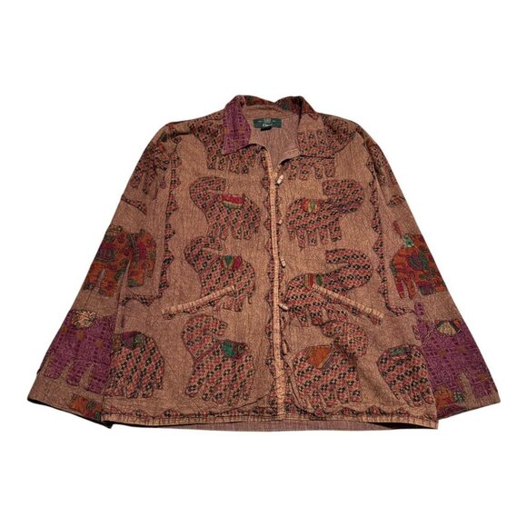 Orvis Jackets & Blazers - Vintage Orvis 100% Cotton Multicolor‎ Elephant Print Jacket Women's Medium